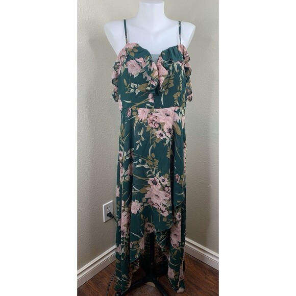 JJ’s House Ruffle Sweetheart Spaghetti Straps A-Line Chiffon Midi Dress Sz XL - Picture 4 of 13